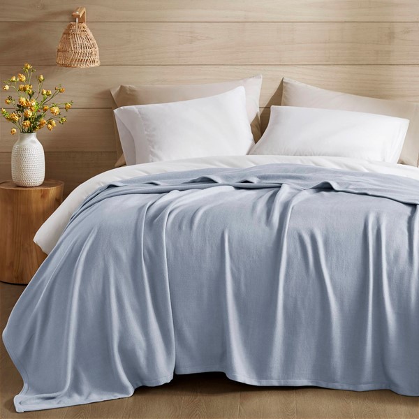 Picture of Madison Park AM51-0531 Bamboo Cotton Rayon Blanket&#44; Light Blue - King Size