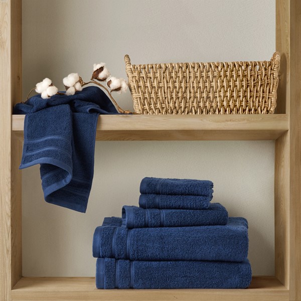Picture of Comfort Spaces AM73-0251 400GSM Essential Bundle Quick Dry 100 Percent Cotton Towel Set&#44; Indigo - 6 Piece