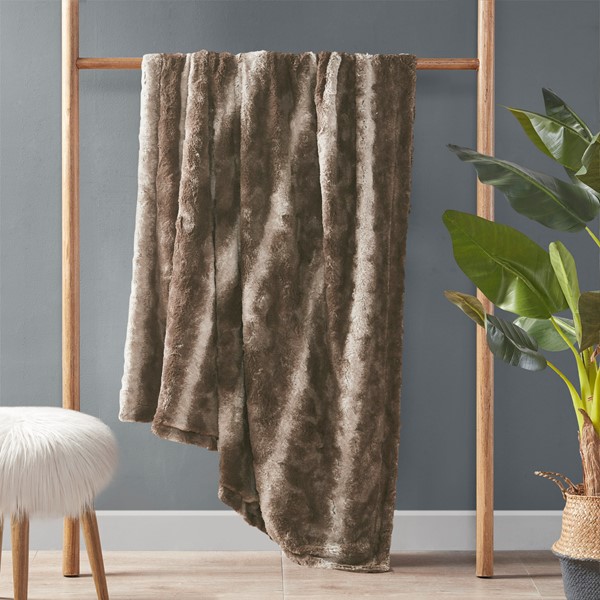 Picture of Madison Park MP51-8540 108 x 90 in. Zuri Faux Fur Blanket - Brown