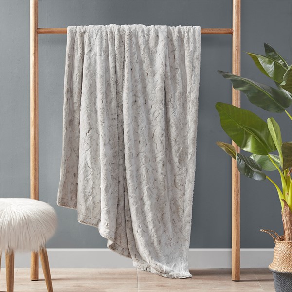 Picture of Madison Park MP51-8529 66 x 90 in. Zuri Faux Fur Blanket - Snow Leopard