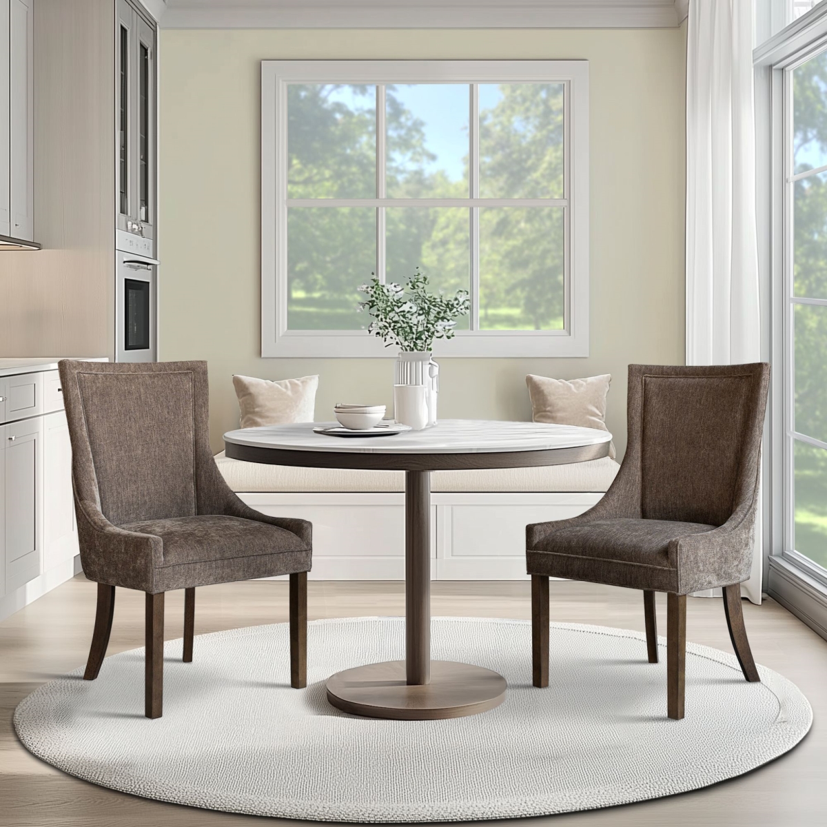 Picture of Madison Park Signature MPS108-0329 Ultra Upholstered Dining Side Chairs with Wood Legs&#44; Brown - Set of 2