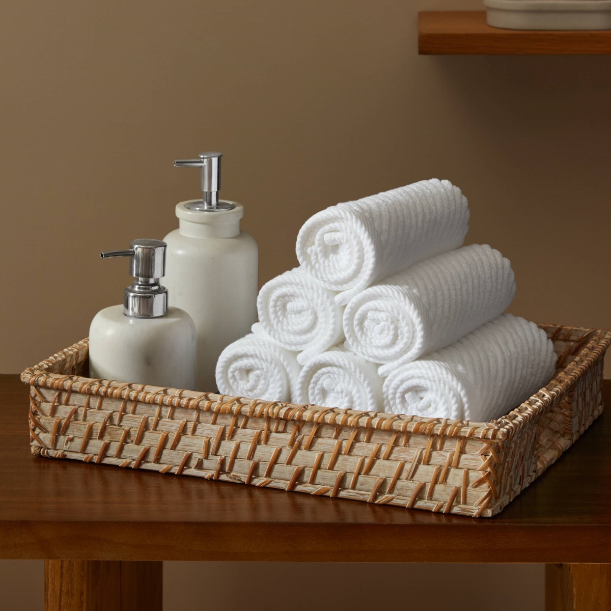 MP73-8864 100 Percent Cotton Quick Dry Diagonal Ribbed Washcloths Set - White - 6 Piece