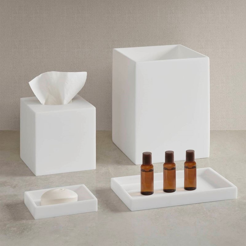 Hotel Collection Clear Resin Bath Accessories Antimicrobial 4-Piece Set - Frosted White