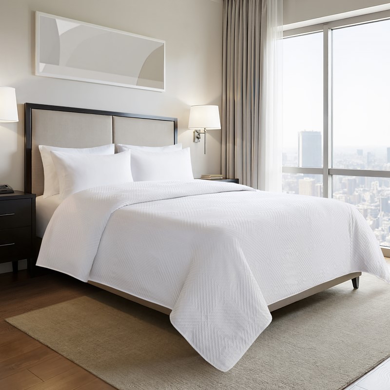 NH13-0113 Jacquard Essential Lark Coverlet - Full & Queen Size - White