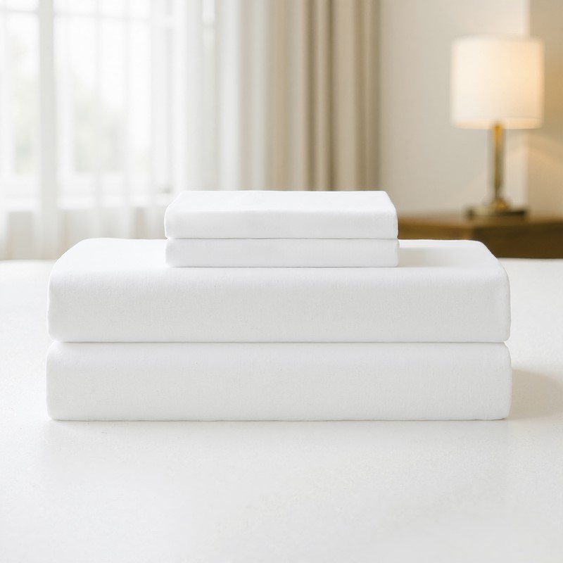 NH20-0140 Plain Weave Essential Microfiber Sheet Set - King Size - Bright White