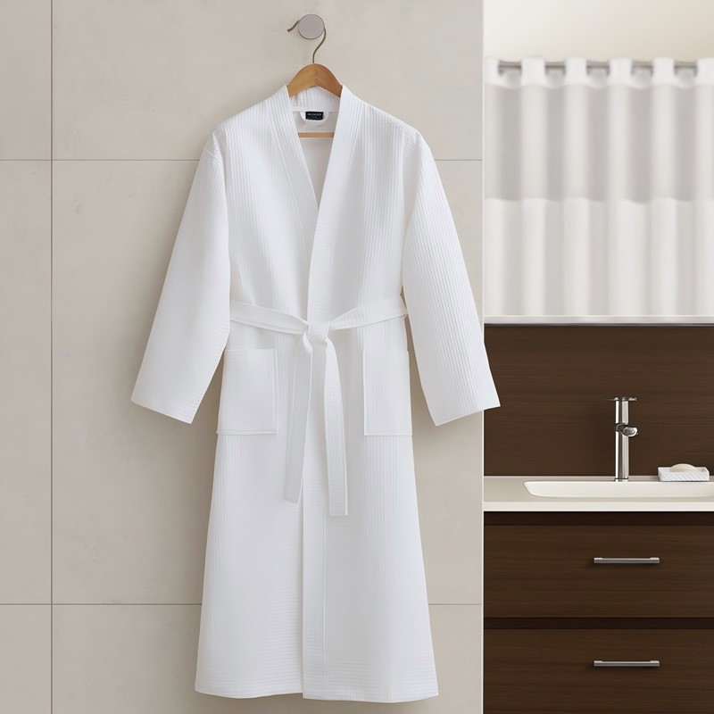 NH04-0002 Waffle Premium Bath Robe - One Size - White