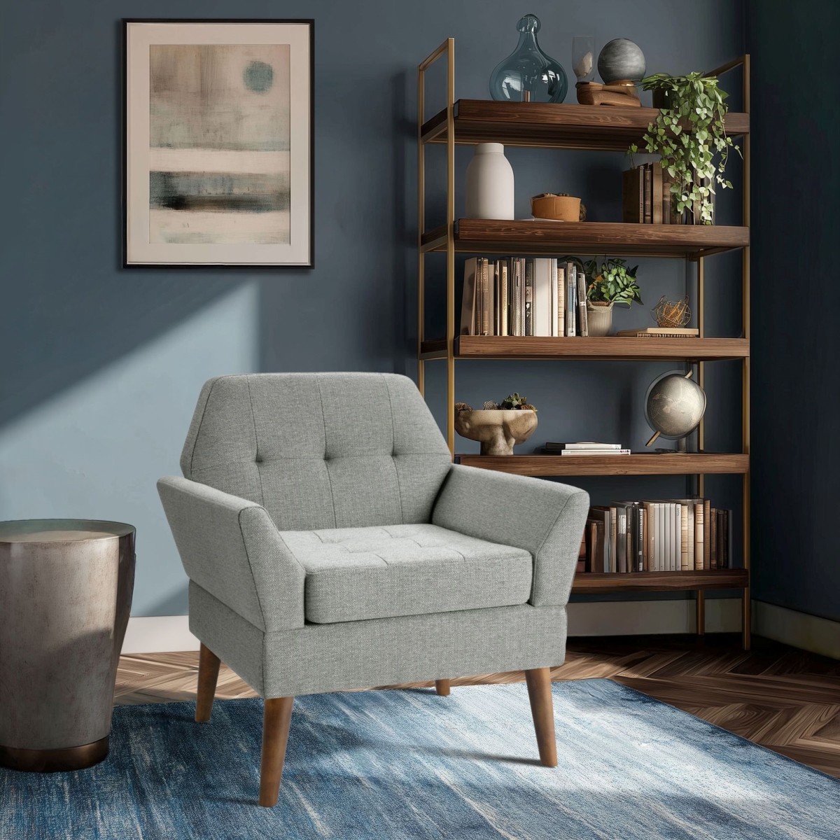 5DS100-0066  tin Mid-Century Modern Lounge Chair, Gray - One Size