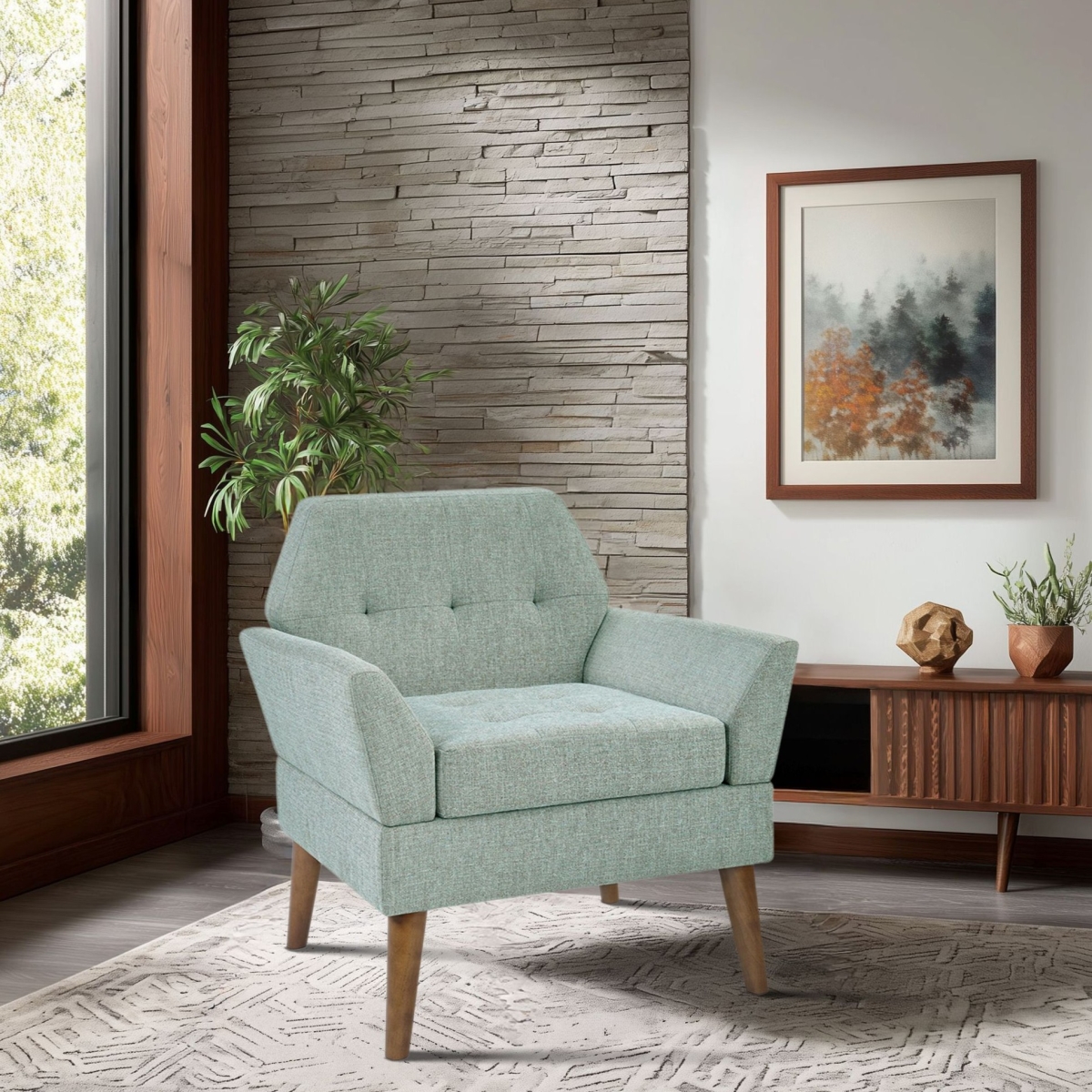 5DS100-0067  tin Mid-Century Modern Lounge Chair, Teal - One Size