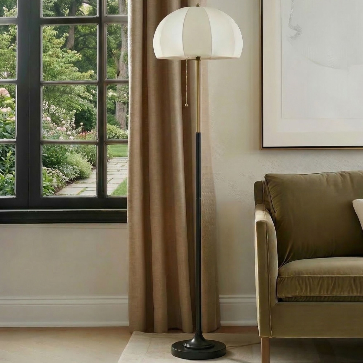 INK-IVY II154-0167 Serin Dimmable Floor Lamp with Dome Shade, White - One Size