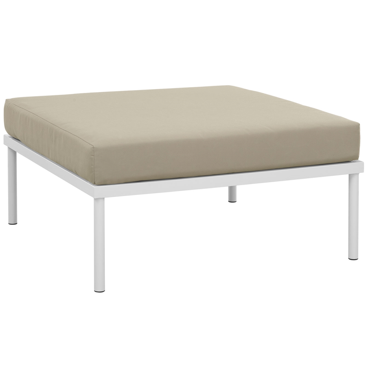 Modway EEI-2609-WHI-BEI 20 H x 19.5 W x 19.5 D in. Harmony Outdoor Patio Aluminum Ottoman, White & Beige