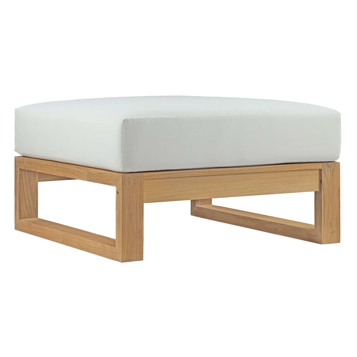 Modway  Upland Outdoor Patio Teak Ottoman, Natural & White