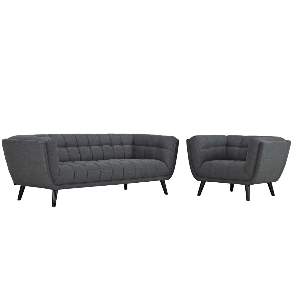 EEI-2976-GRY-SET Bestow Upholstered Fabric Sofa & Armchair Set - Gray, 2 Piece - 29.5 x 35.5 x 129.5 in -  Modway Furniture