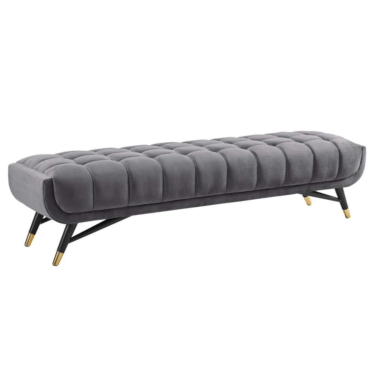 Adept Upholstered Velvet Bench - Gray, 17 x 21 x 73 in.