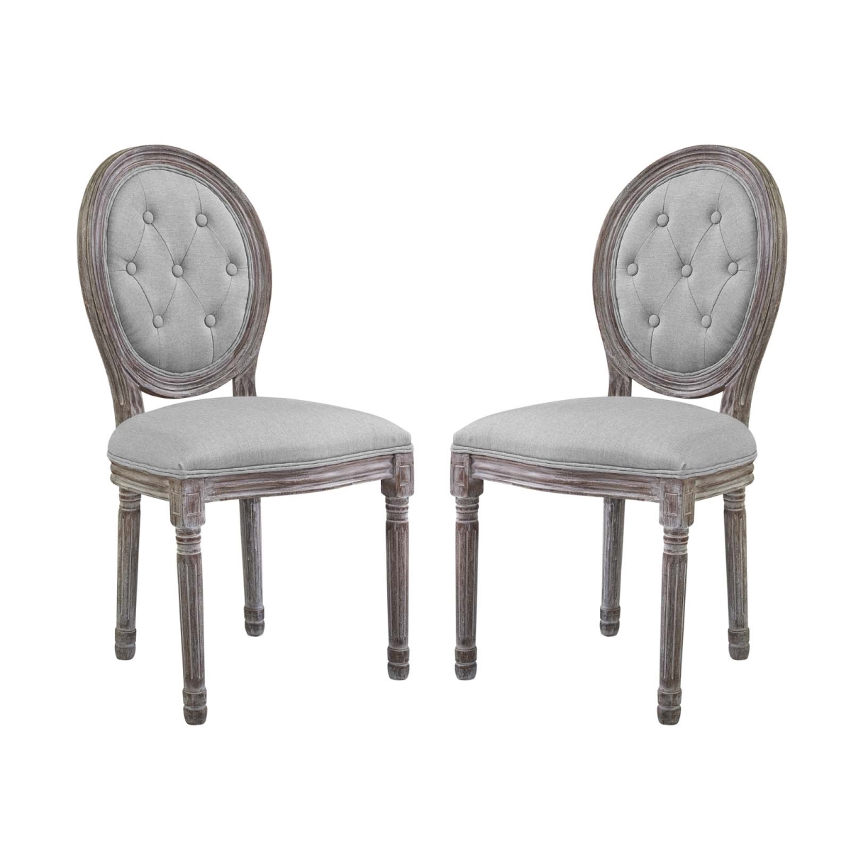 EEI-3105-LGR-SET Arise Vintage French Upholstered Fabric Dining Side Chair - Light Gray, Set of 2 - 37.5 x 44 x 19.5 in -  Modway Furniture