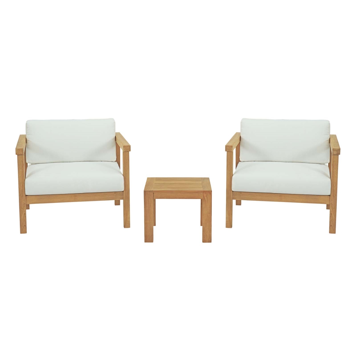 EEI-3112-NAT-WHI-SET Bayport Outdoor Patio Teak Set - Natural White, 3 Piece - 26.5 - 31 x 88 x 35 in.