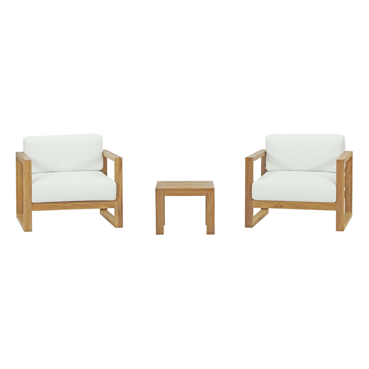EEI-3119-NAT-WHI-SET Upland Outdoor Patio Teak Set - Natural White, 3 Piece - 25 - 29.5 x 87 x 34.5 in.