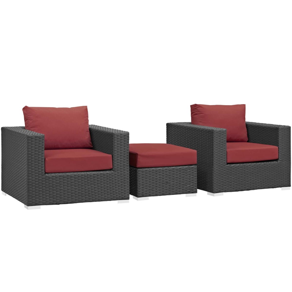 EEI-1891-CHC-RED-SET Sojourn Outdoor Patio Sunbrella Sectional Set - Canvas Red, 3 Piece - 25 x 113 x 33.5 in.