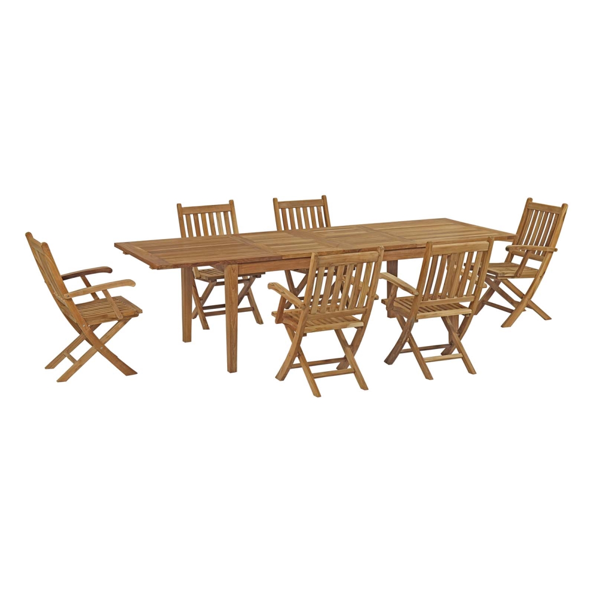 EEI-3280-NAT-SET Marina Outdoor Patio Teak Outdoor Dining Set - Natural, 7 Piece - 36.5 x 154.5 x 85.5 in -  Modway Furniture