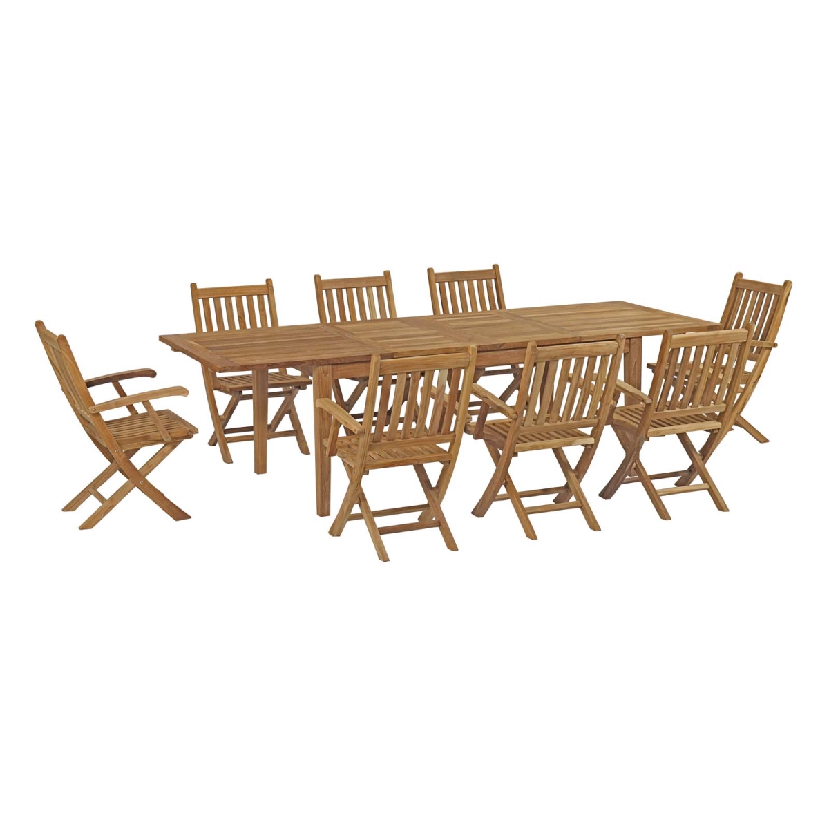 EEI-3281-NAT-SET Marina Outdoor Patio Teak Outdoor Dining Set - Natural, 9 Piece - 36.5 x 154.5 x 85.5 in -  Modway Furniture