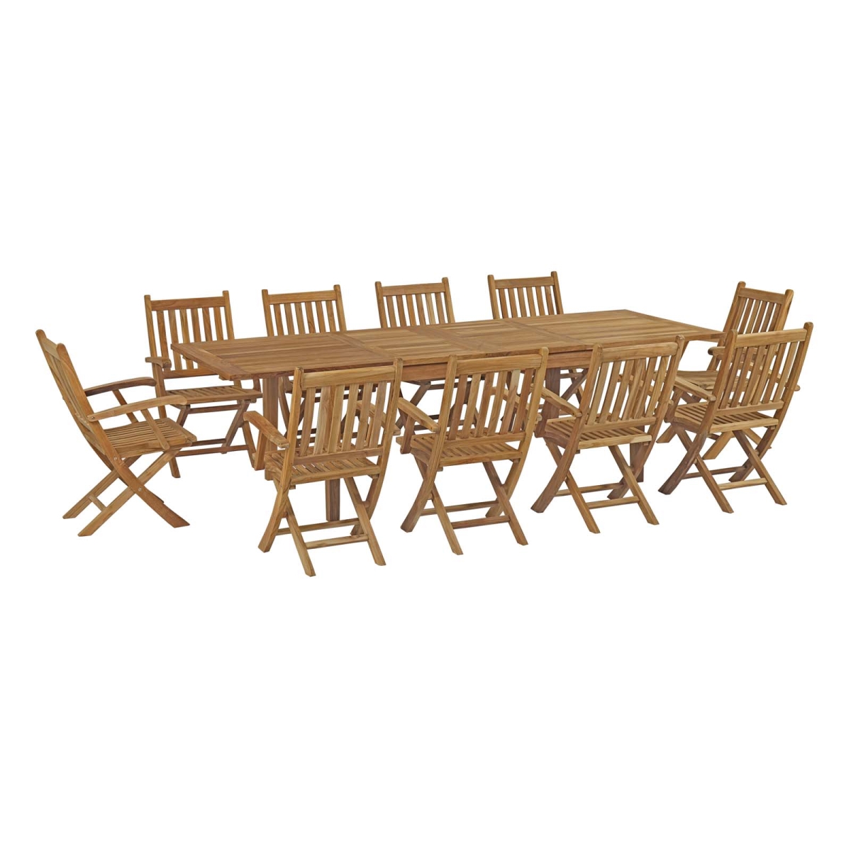 EEI-3285-NAT-SET Marina Outdoor Patio Teak Outdoor Dining Set - Natural, 11 Piece - 36.5 x 154.5 x 85.5 in -  Modway Furniture