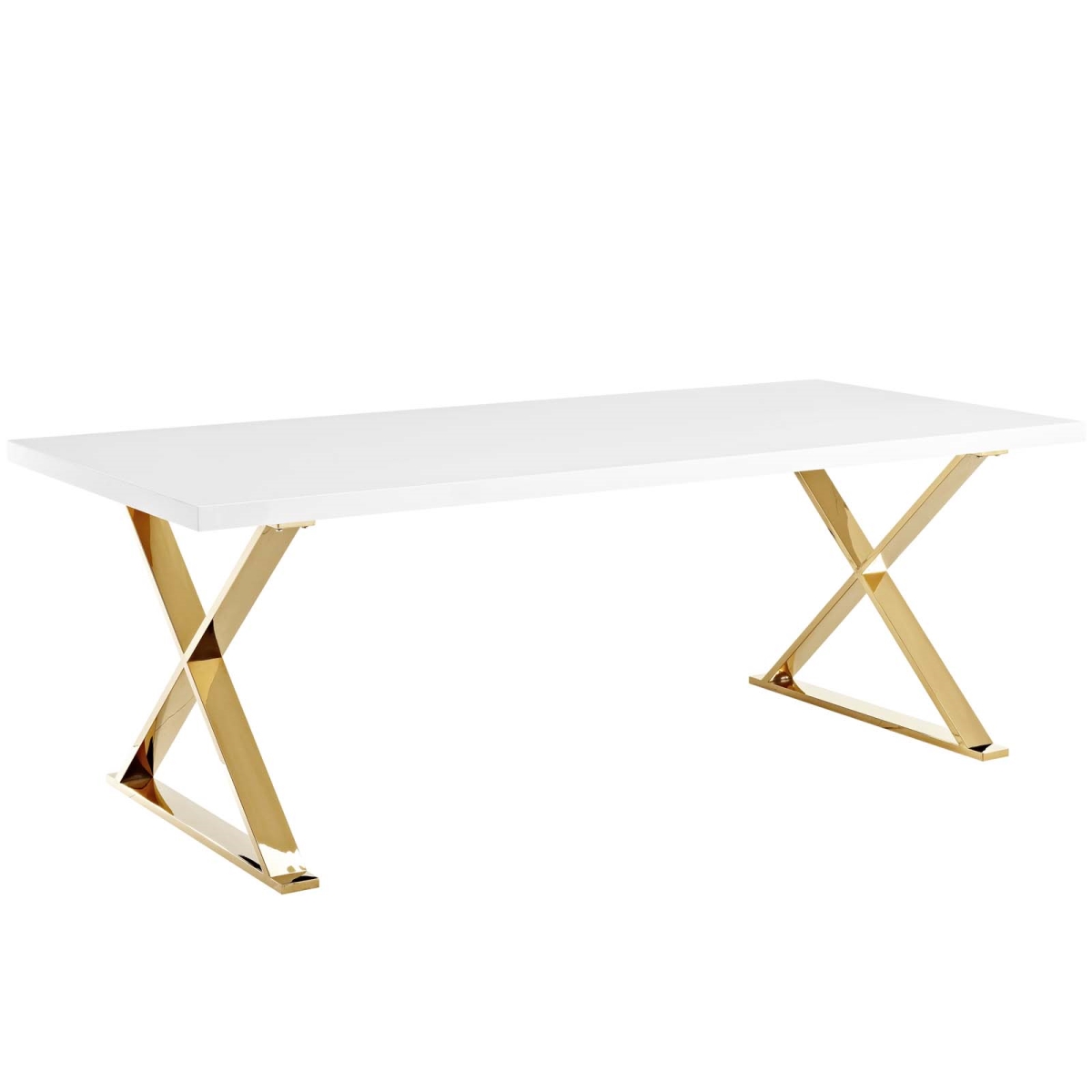 EEI-3034-WHI Sector Dining Table - White Gold, 30 x 86.5 x 39 in.
