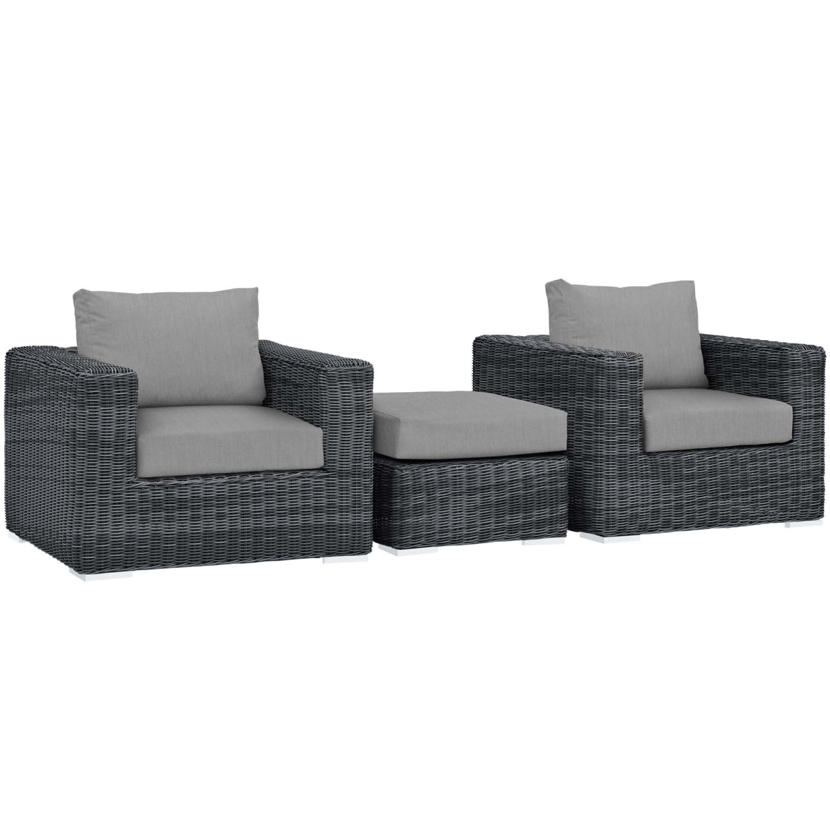 EEI-1905-GRY-GRY-SET 3 Piece Summon Outdoor Patio Sunbrella Sectional Set - Canvas Gray, 25 x 113 x 33.5 in.