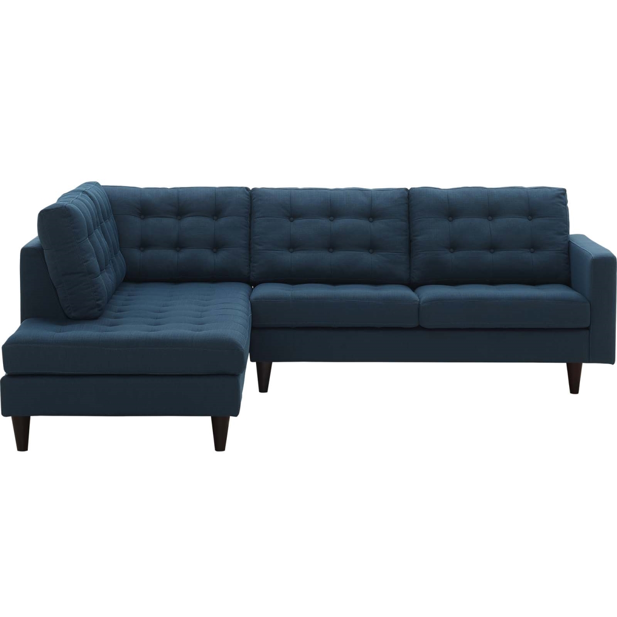 EEI-2798-AZU 2 Piece Empress Upholstered Fabric Left Facing Bumper Sectional Sofa - Azure, 34 x 34 x 64.5 in.
