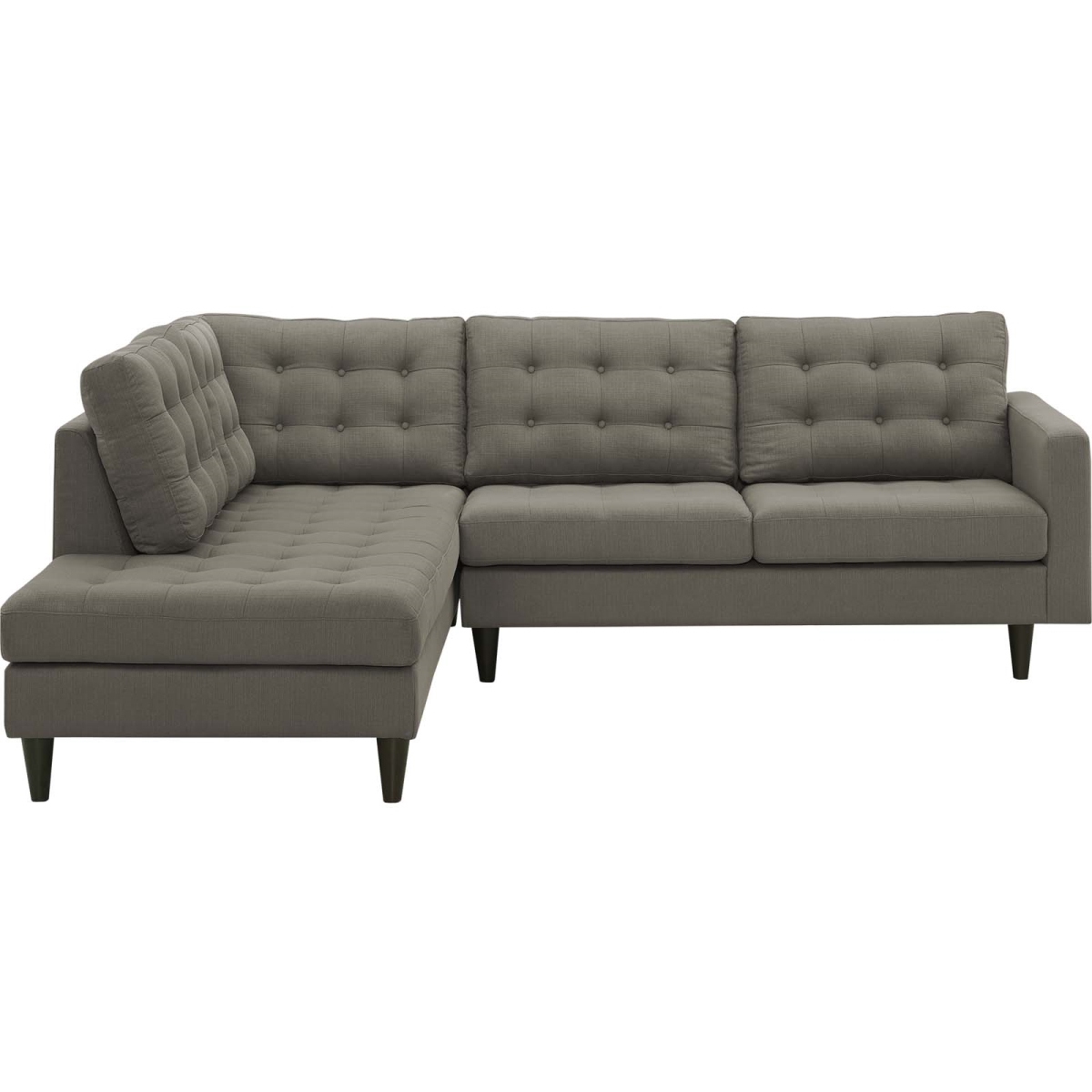 EEI-2798-GRA 2 Piece Empress Upholstered Fabric Left Facing Bumper Sectional Sofa - Granite, 34 x 34 x 64.5 in.