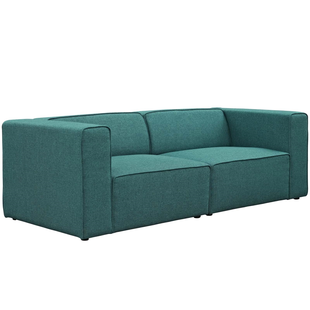 EEI-2825-TEA 2 Piece Mingle Upholstered Fabric Sectional Sofa Set - Teal, 27 x 87 x 37 in.