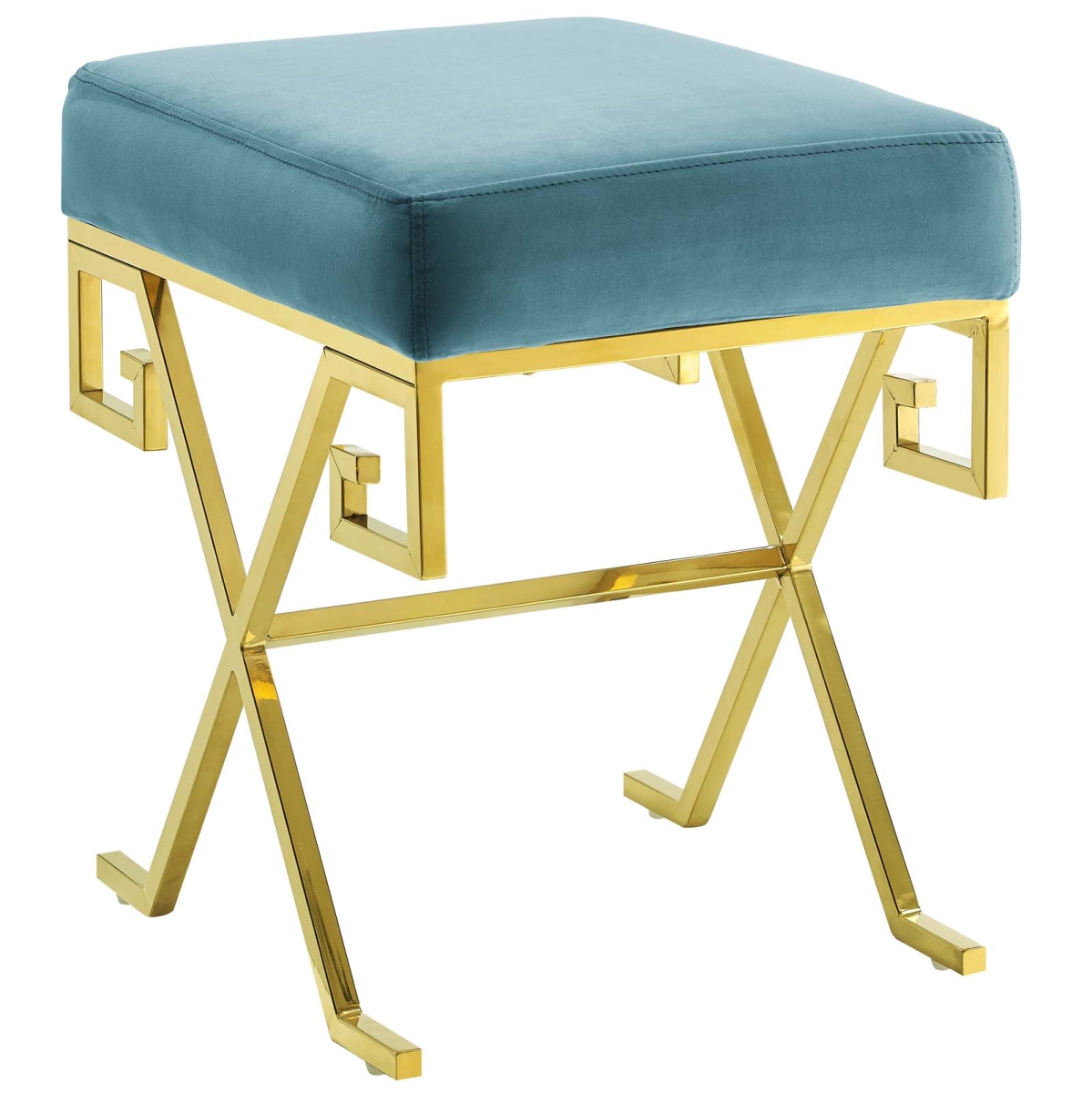 Picture of Modway Furniture EEI-2877-GLD-SEA Twist Velvet Bench - Sea Blue&#44; 18.5 x 14.5 x 16.5 in.