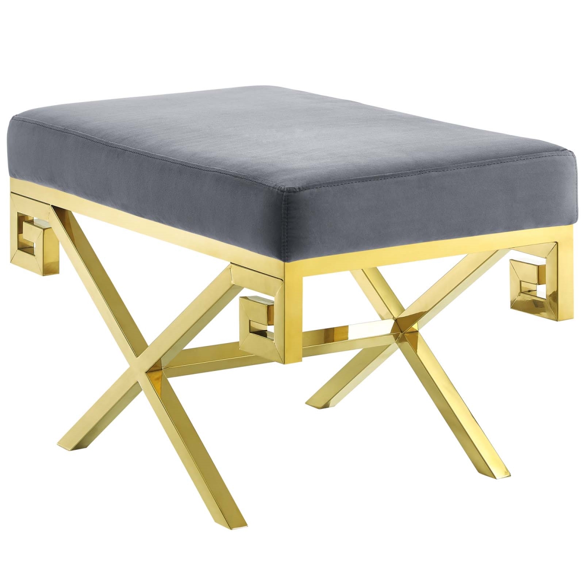 Picture of Modway Furniture EEI-2879-GLD-GRY Rove Velvet Bench - Gold Gray&#44; 17.5 x 28.5 x 16 in.