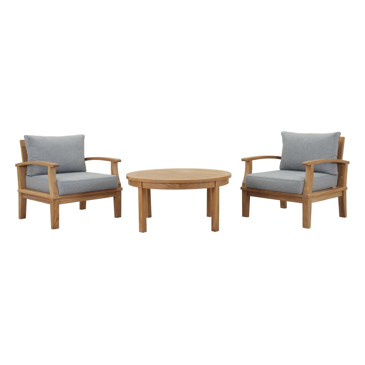 EEI-1475-NAT-GRY-SET 3 Piece Marina Outdoor Patio Teak Wood Set - Natural Gray, 31.5 x 105 x 40 in.