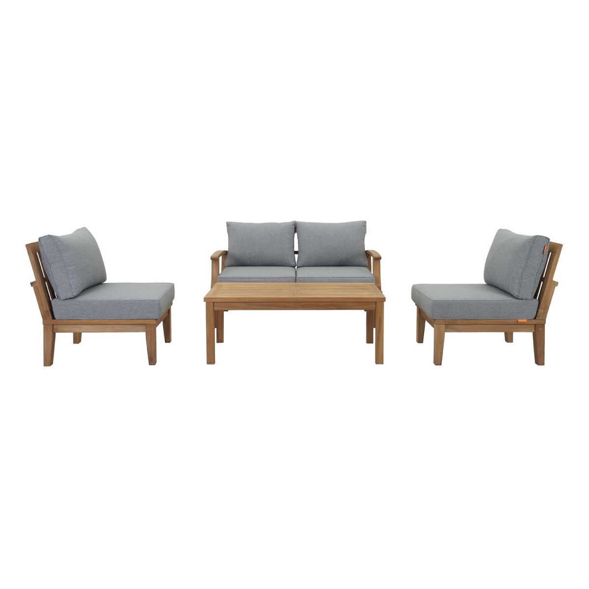 EEI-1477-NAT-GRY-SET 5 Piece Marina Outdoor Patio Teak Wood Set - Natural Gray, 31.5 x 120 x 64 in.