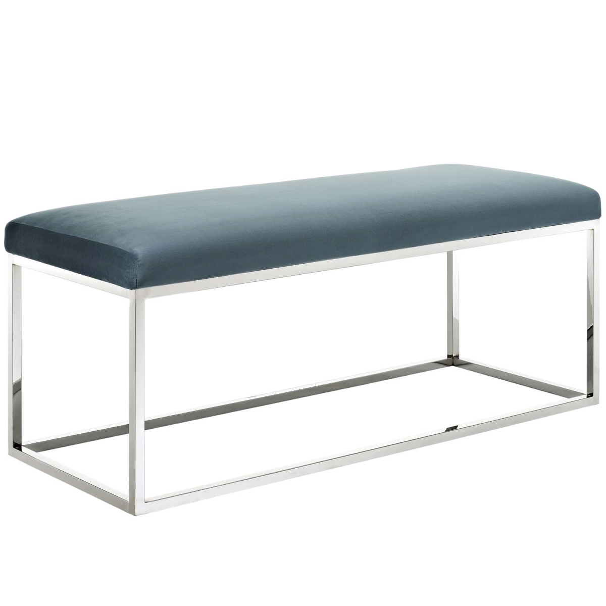 Picture of Modway Furniture EEI-2869-SLV-SEA Anticipate Velvet Bench - Sea Blue&#44; 17.5 x 17.5 x 43.5 in.