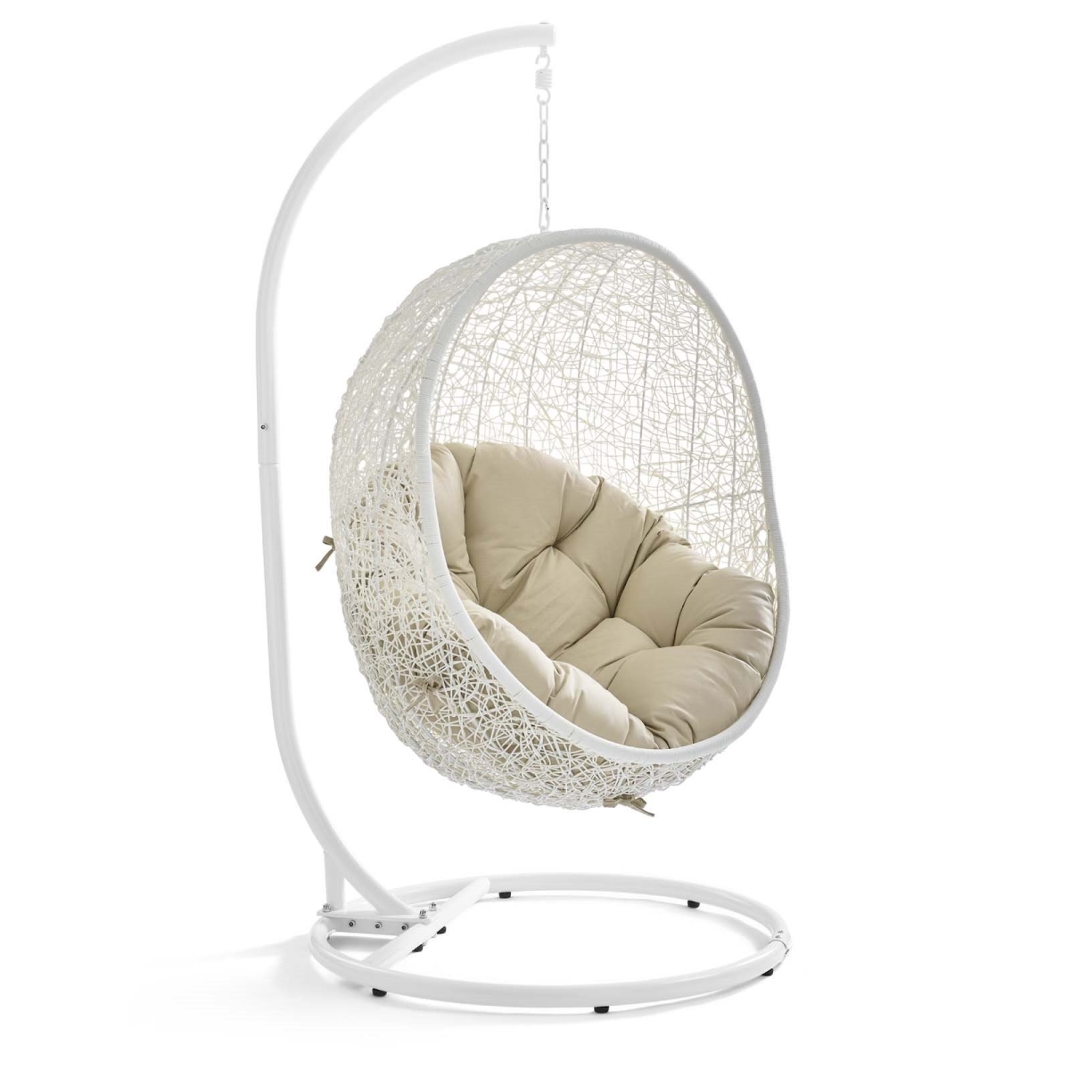 Modway Hide Outdoor Patio Sunbrella Swing Chair with Stand -  EEI-3929-WHI-BEI