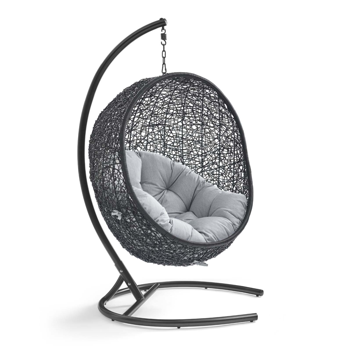 EEI-3943-BLK-GRY Encase Sunbrella Swing Outdoor Patio Lounge Chair - Black & Gray