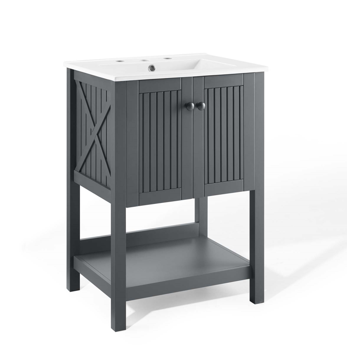 24 in. Steam Bathroom Vanity - Gray & White