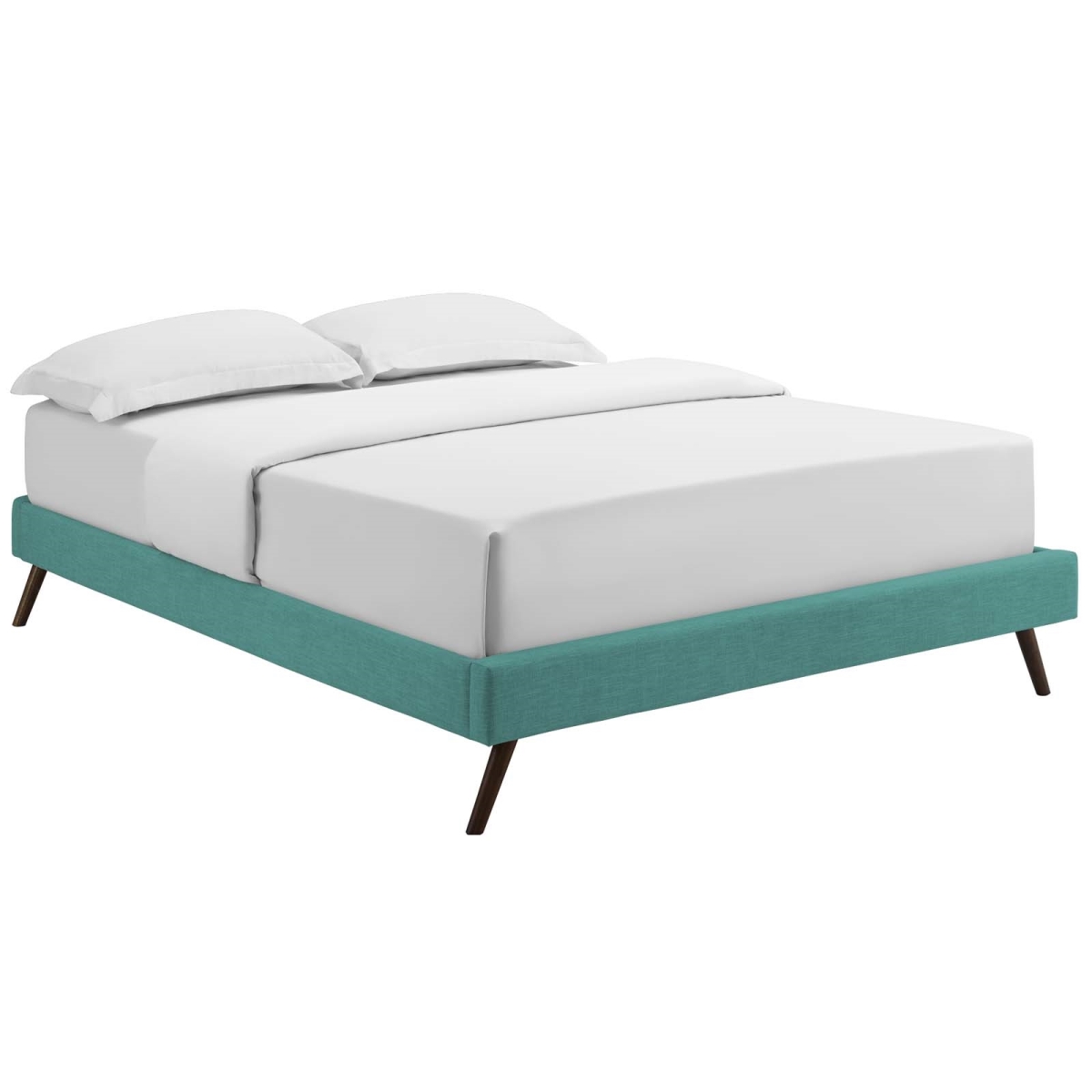 MOD-5889-TEA Loryn Full Fabric Bed Frame with Round Splayed Legs - Teal
