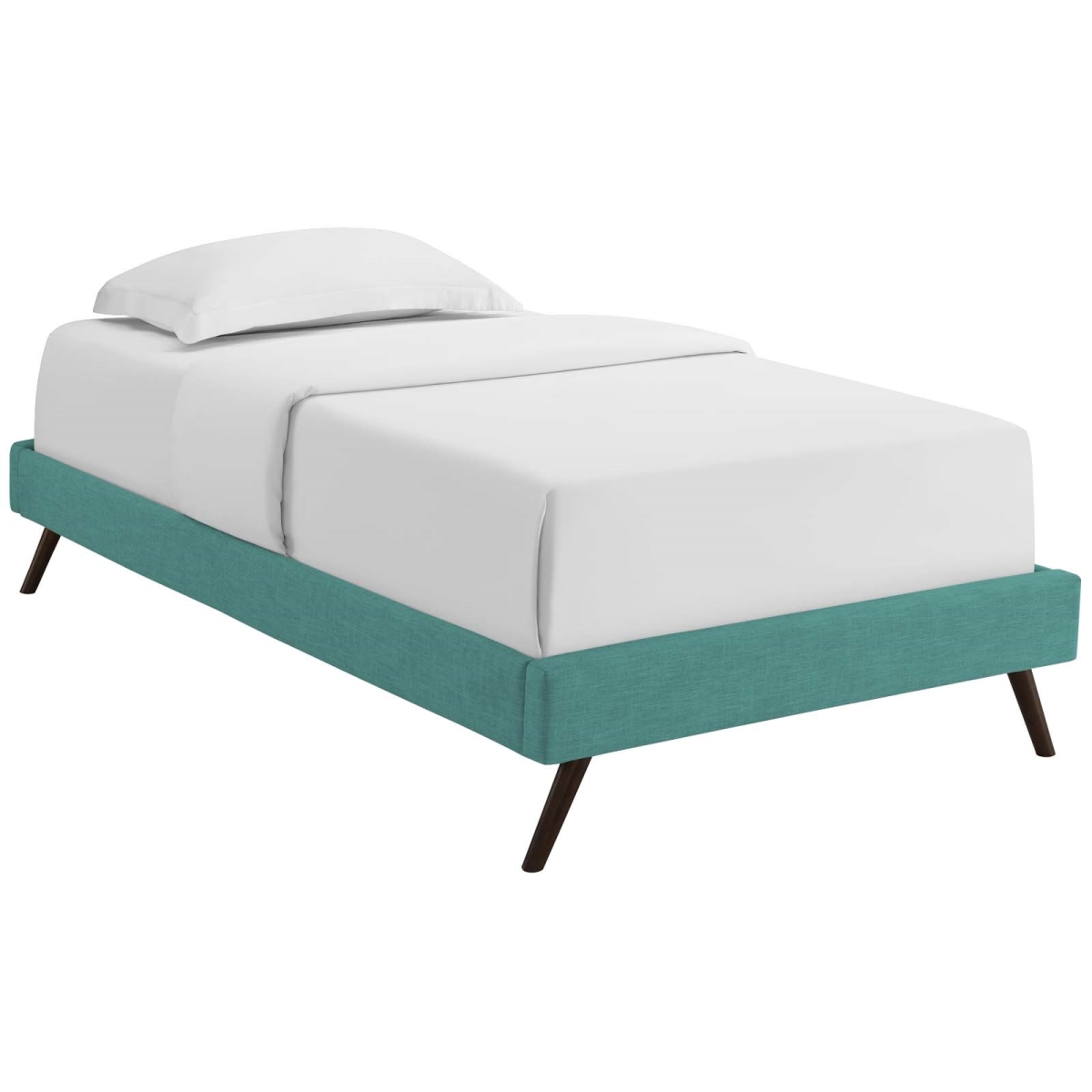 MOD-5887-TEA Loryn Twin Fabric Bed Frame with Round Splayed Legs - Teal