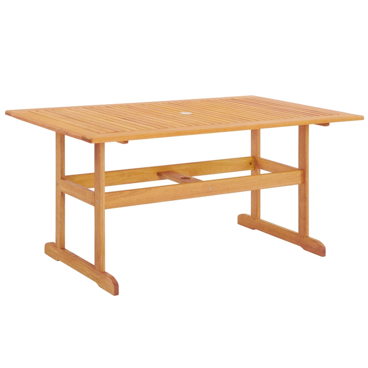EEI-3675-NAT 59 in. Hatteras Rectangle Outdoor Patio Eucalyptus Wood Dining Table - Natural