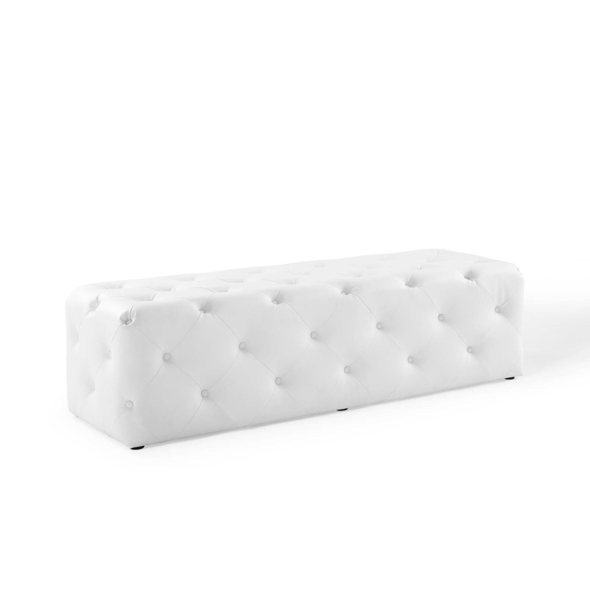 EEI-3769-WHI 60 in. Amour Tufted Button Entryway Faux Leather Bench - White