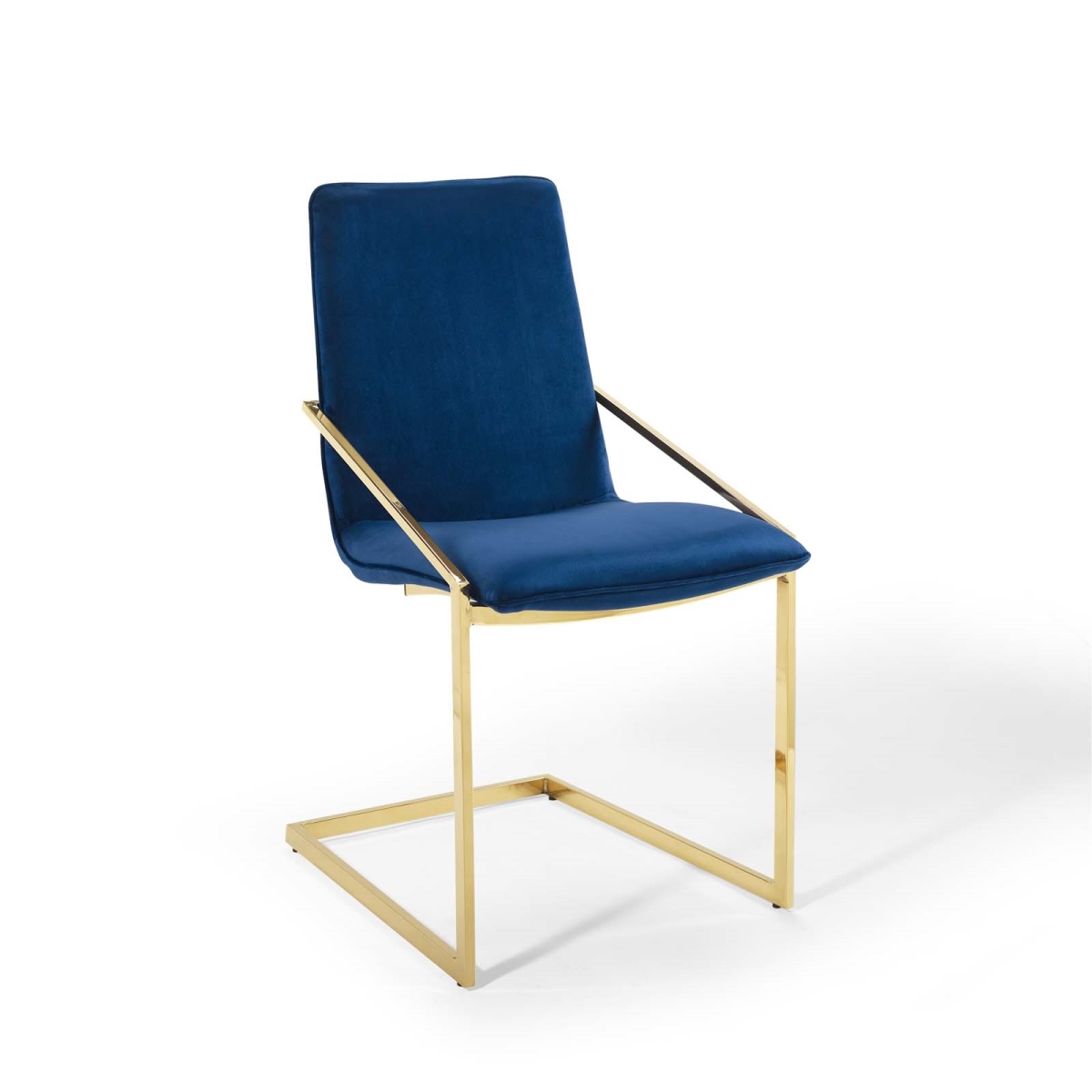 Pitch Performance Velvet Dining Armchair - Gold & Navy