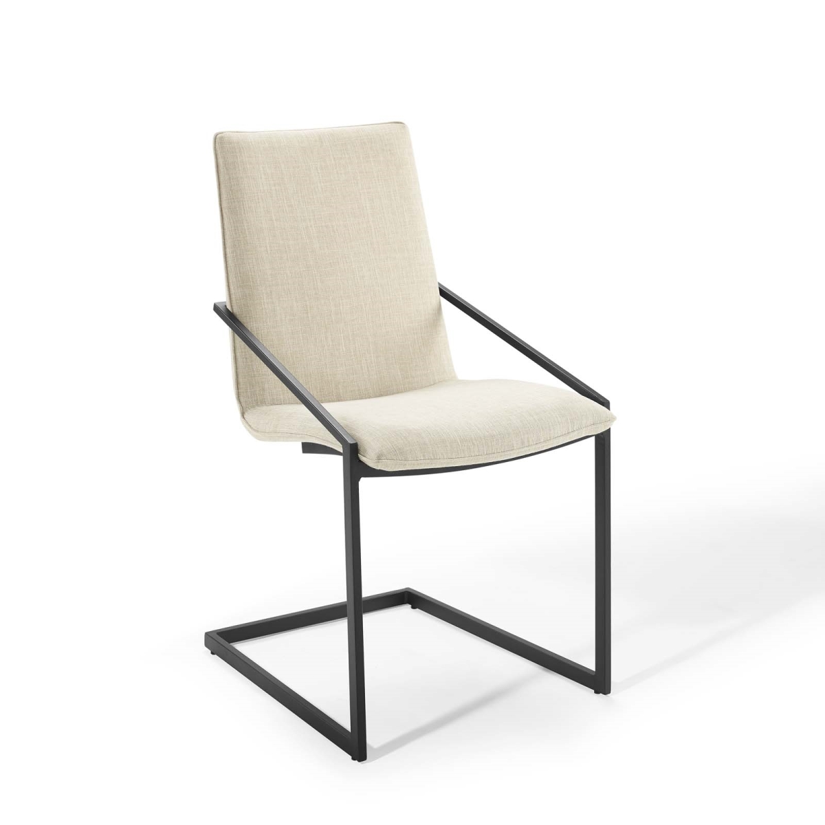 EEI-3800-BLK-BEI Pitch Upholstered Fabric Dining Armchair - Black & Beige