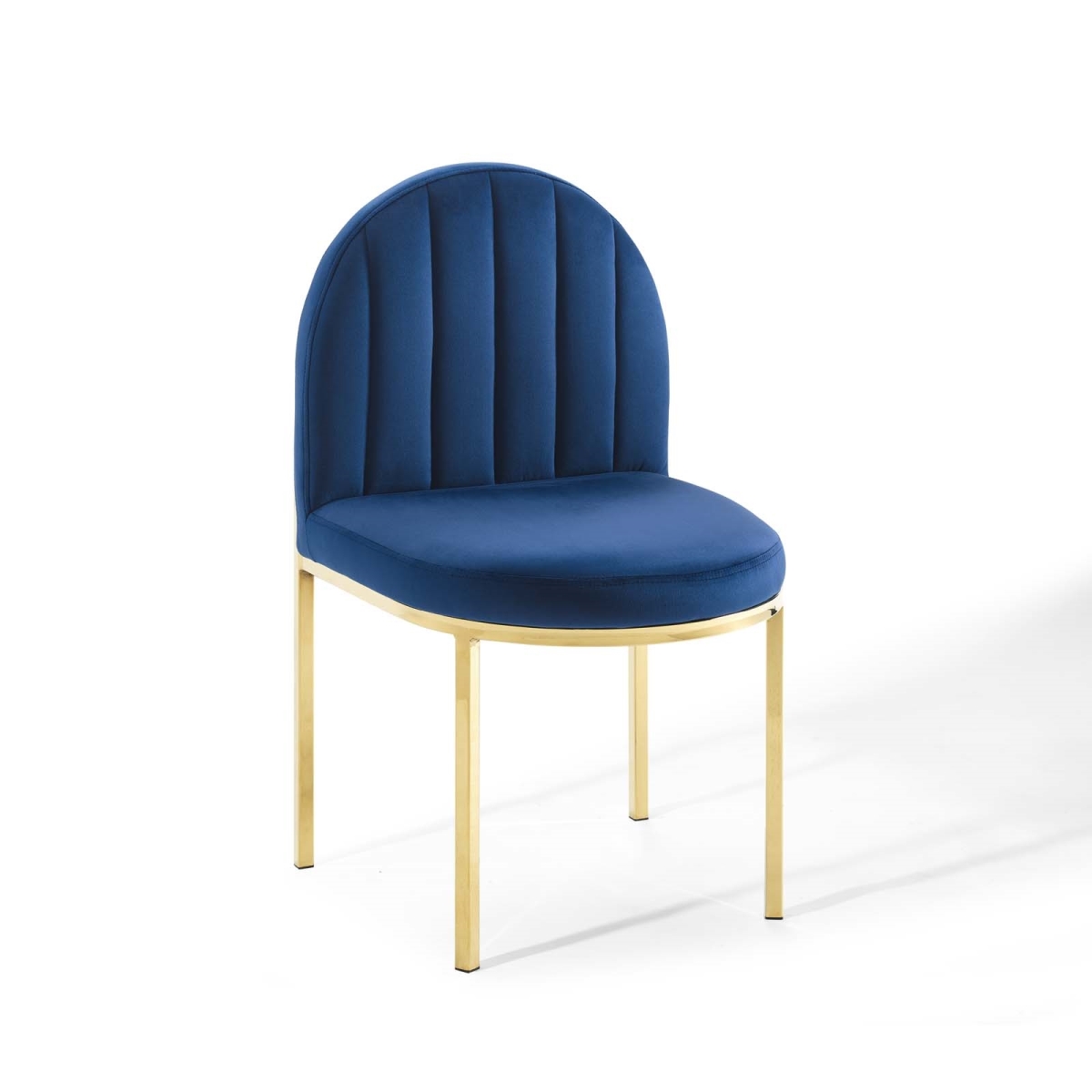 EEI-3802-GLD-NAV Isla Channel Tufted Performance Velvet Dining Side Chair - Gold & Navy