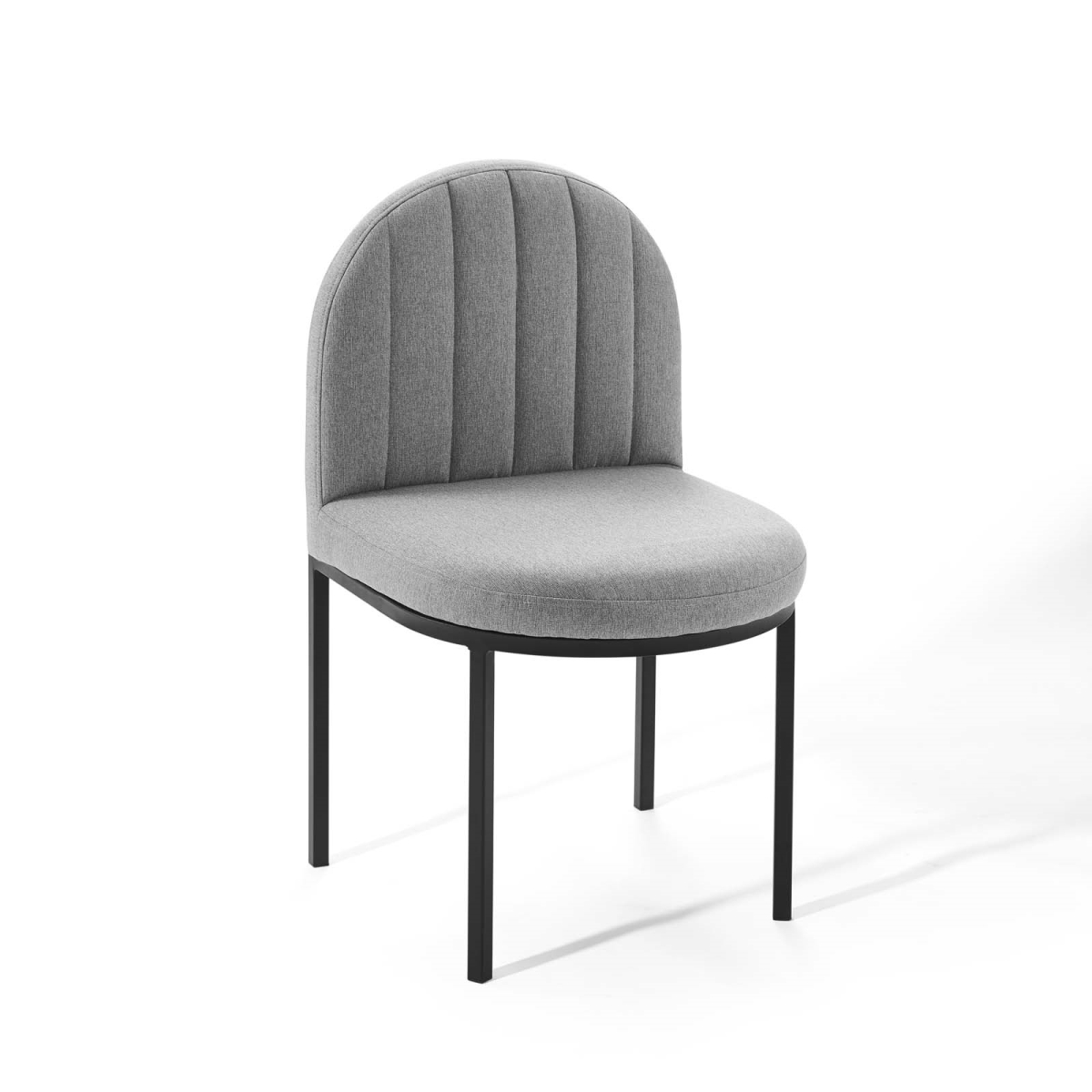EEI-3803-BLK-LGR Isla Channel Tufted Upholstered Fabric Dining Side Chair - Black & Light Gray