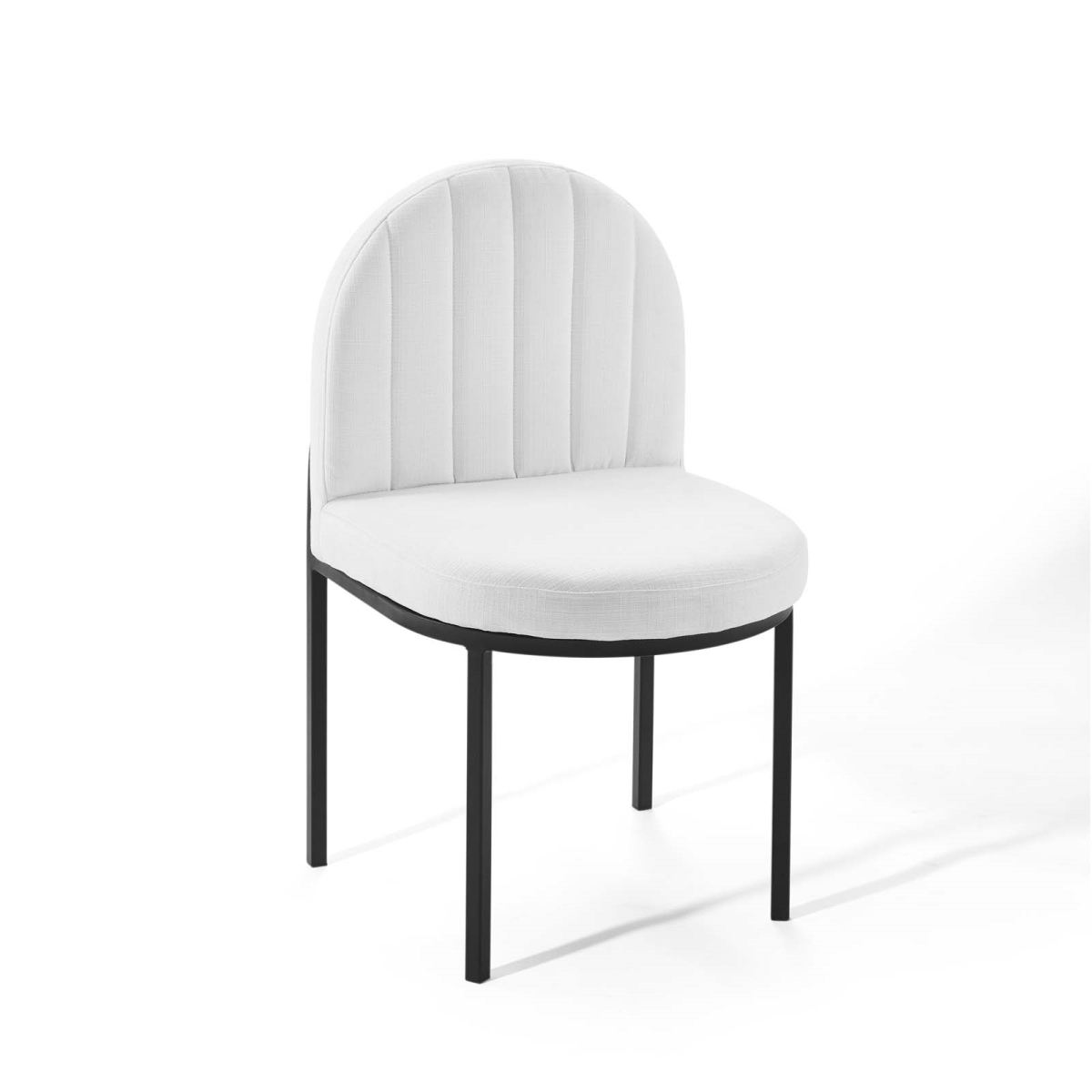 EEI-3803-BLK-WHI Isla Channel Tufted Upholstered Fabric Dining Side Chair - Black & White -  Modway Furniture