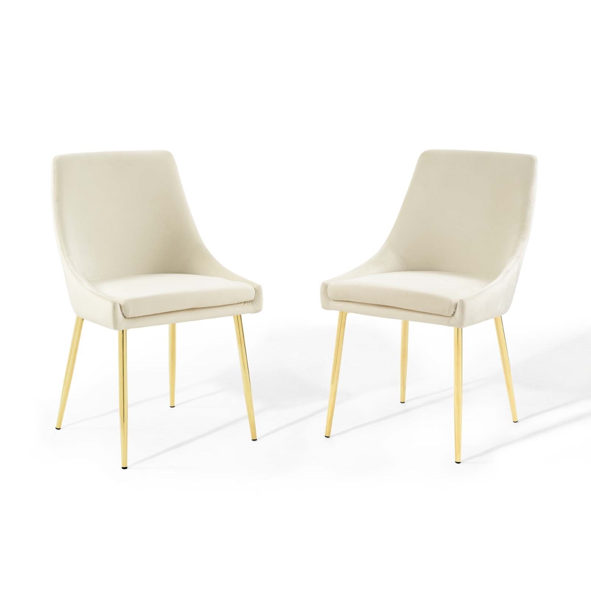 Viscount Performance Velvet Dining Chairs - Set of 2 - Gold & Ivory