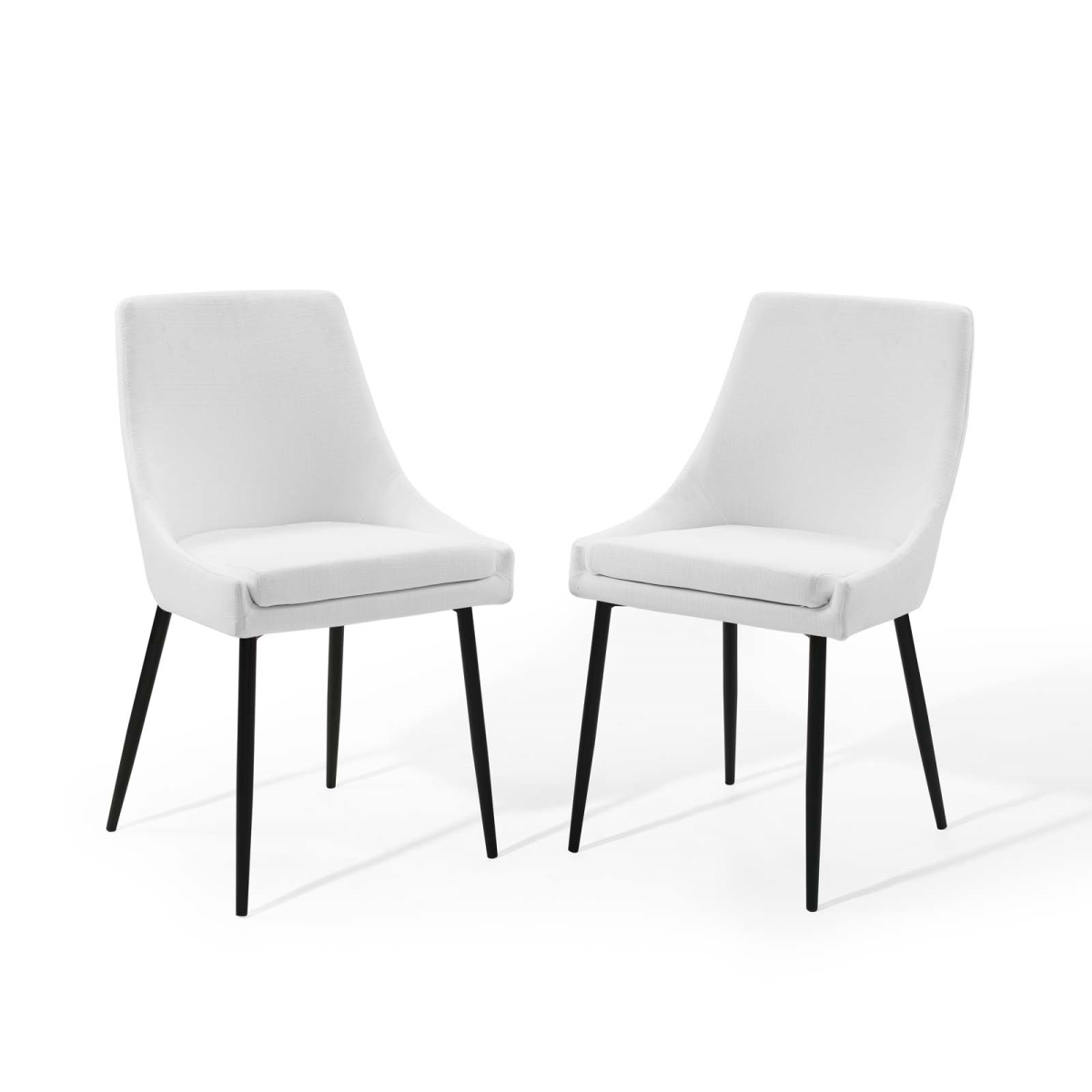 EEI-3809-BLK-WHI Viscount Upholstered Fabric Dining Chairs - Set of 2 - Black & White