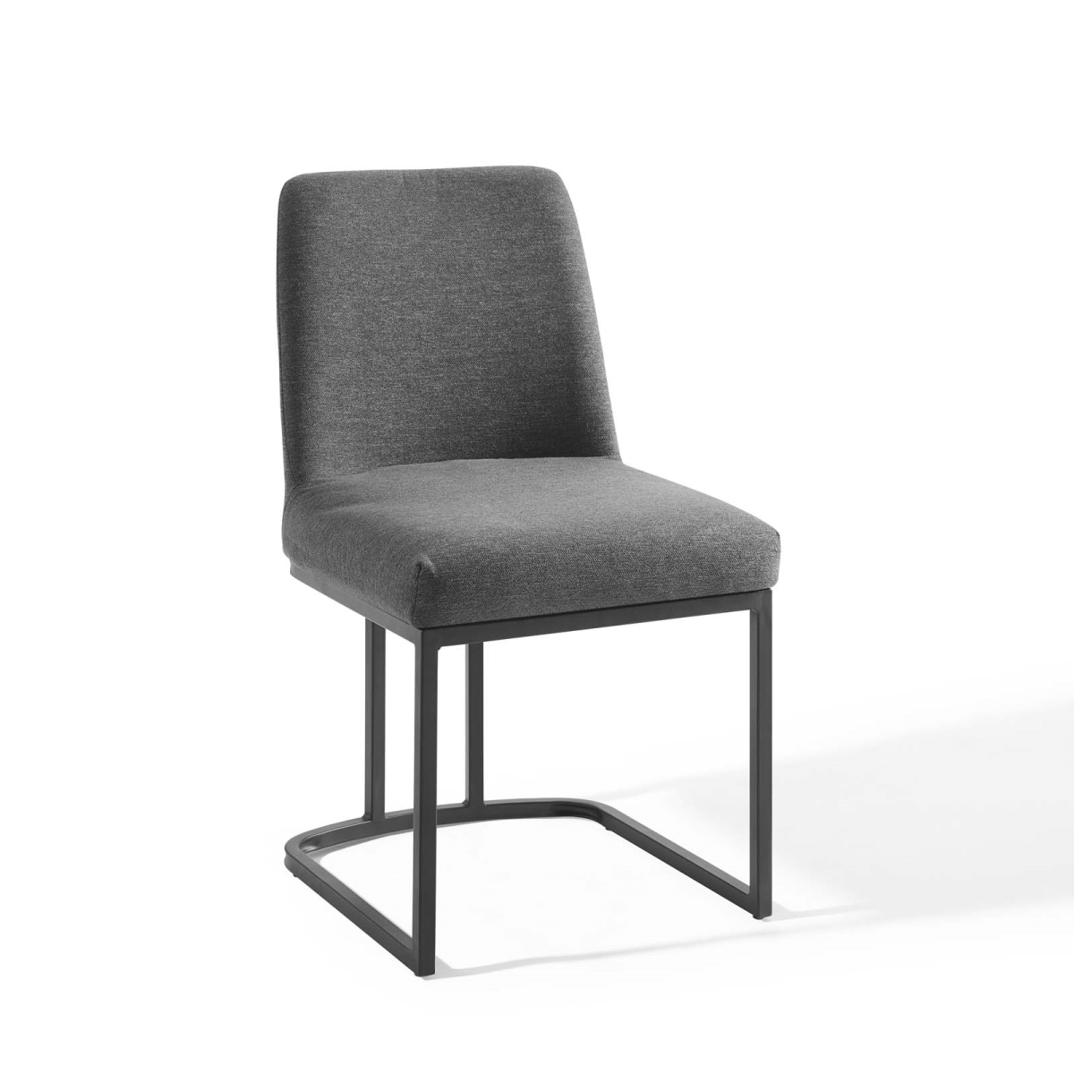 EEI-3811-BLK-CHA Amplify Sled Base Upholstered Fabric Dining Side Chair - Black & Charcoal