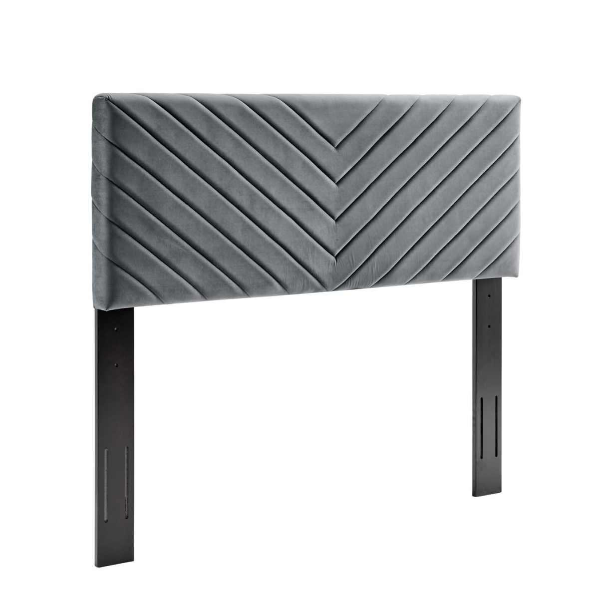 MOD-6145-CHA Alyson Angular Channel Tufted Performance Velvet King & California King Headboard - Charcoal